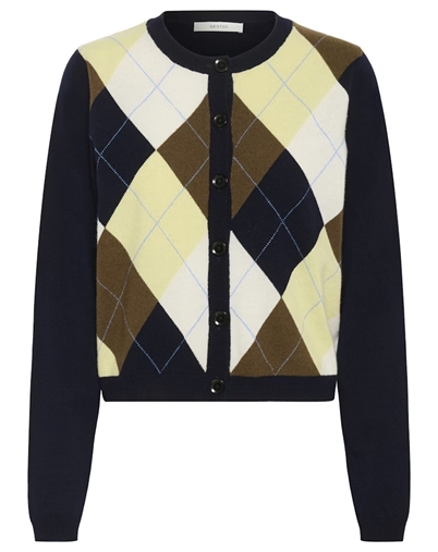 Gestuz - GZMani Multi Cardigan - Skycaptain/Brown/Yellow Plum